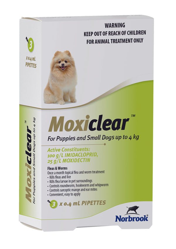 Moxiclear For Puppies and Small Dogs up to 4kg 3 Pack
