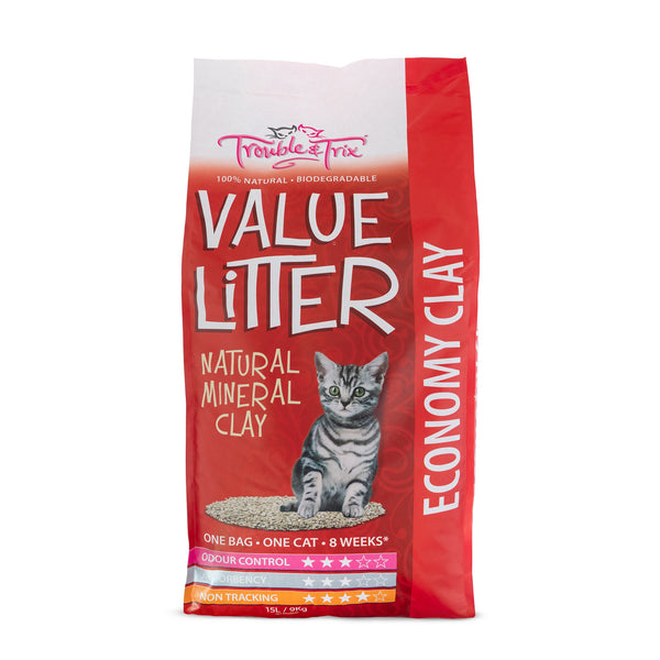 Trouble & Trix Natural Clay Cat Litter 15L