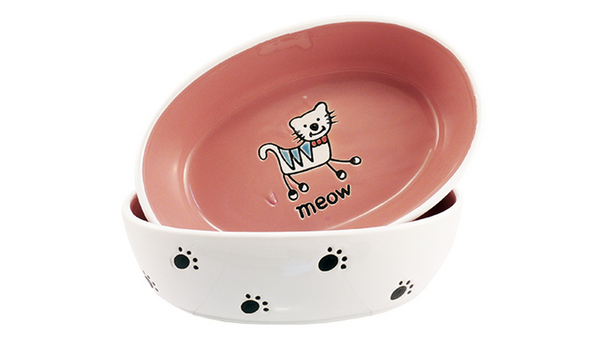 Silly Kitty Bowl Oval Pink