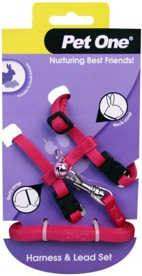 Pet One Lead & Harness Small Animal Pink