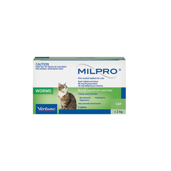 Milpro Cat Worming Tablets 2-8kg 2 Pack
