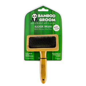 Bamboo Groom Slicker Brush With Stainless Steel Pins Medium