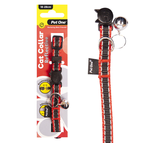 Pet One Cat Collar Reflective Black/Red