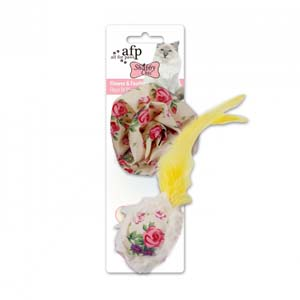 AFP Shabby Chic Flower and Feather Ball 2 pk - Cat Toys 