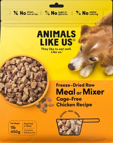 Animals Like Us Freeze-Dried Raw Meal/Mixer Cage-Free Chicken Dog Food Topper - Dog Food 
