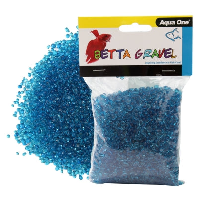 Aqua One Gravel Betta Glass Blue 350g - Fish Tank Decorations 