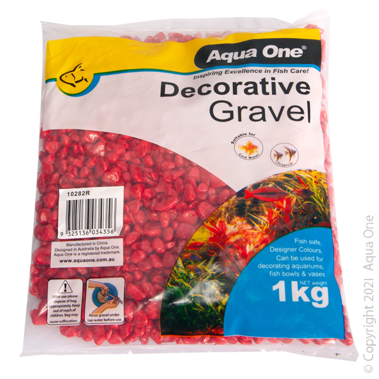 Aqua One Gravel Scarlet Red - Fish Tank Decorations 