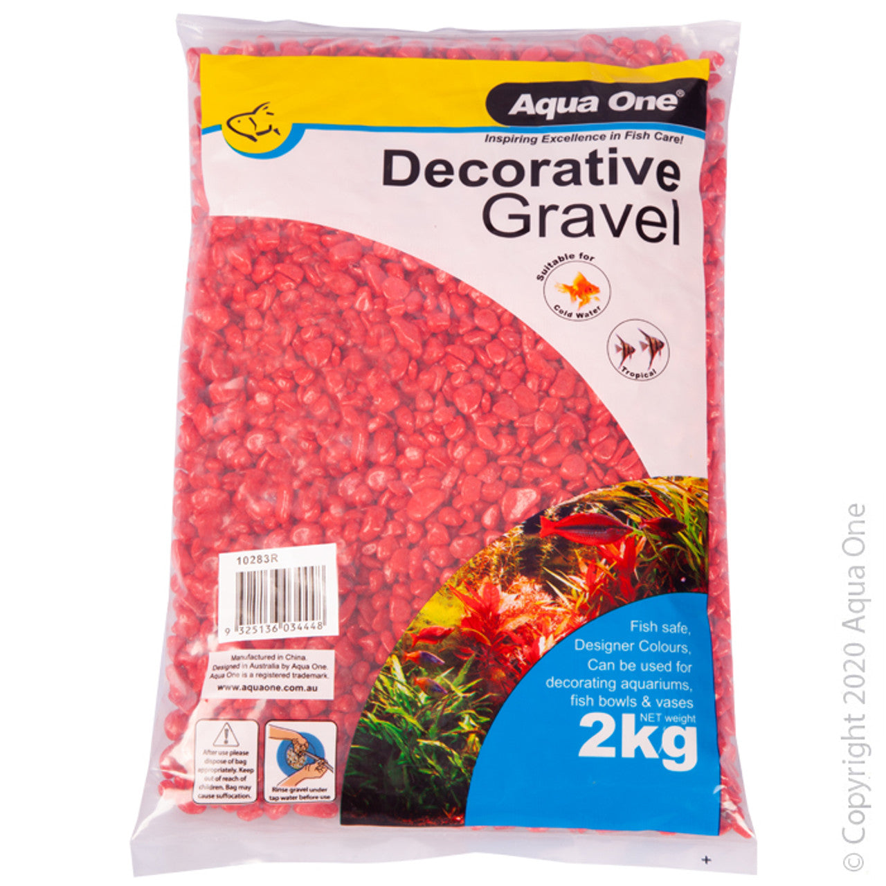 Aqua One Gravel Scarlet Red - Fish Tank Decorations 