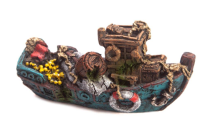 AquaWorld Fishing Boat Blue - Fish Tank Decorations 