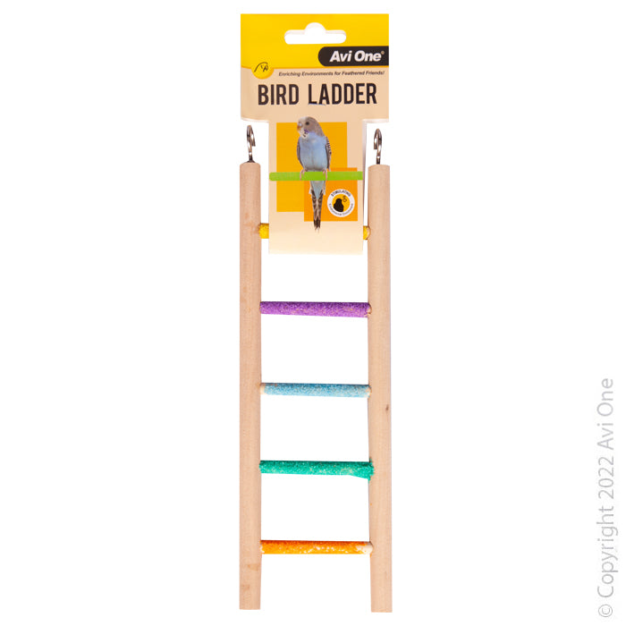 Avi One Wooden Ladder With 5 Sand Steps - Bird Perches, Ladders & Swings 