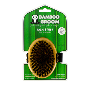 Bamboo Groom Palm Brush With Boar Bristles - Dog Grooming Tools 