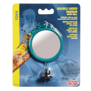 Bird Mirror Large Double Sided Round with Bell - Bird Toys 