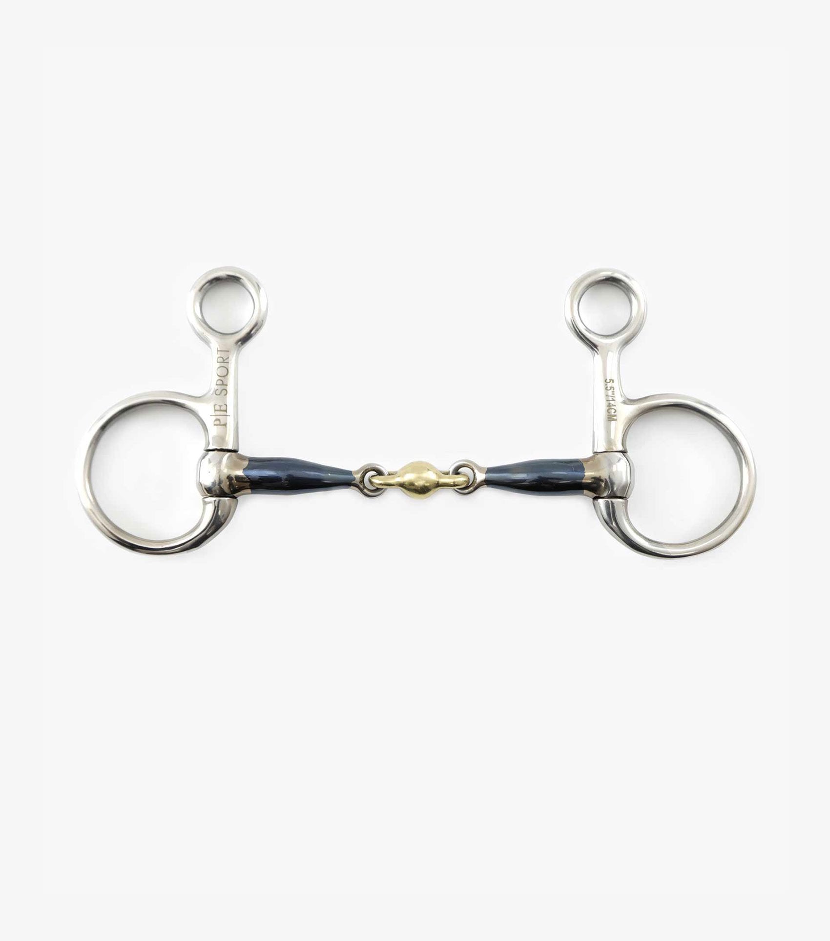 Premier Equine Blue Sweet Iron Hanging Cheek with Brass Alloy Lozenge