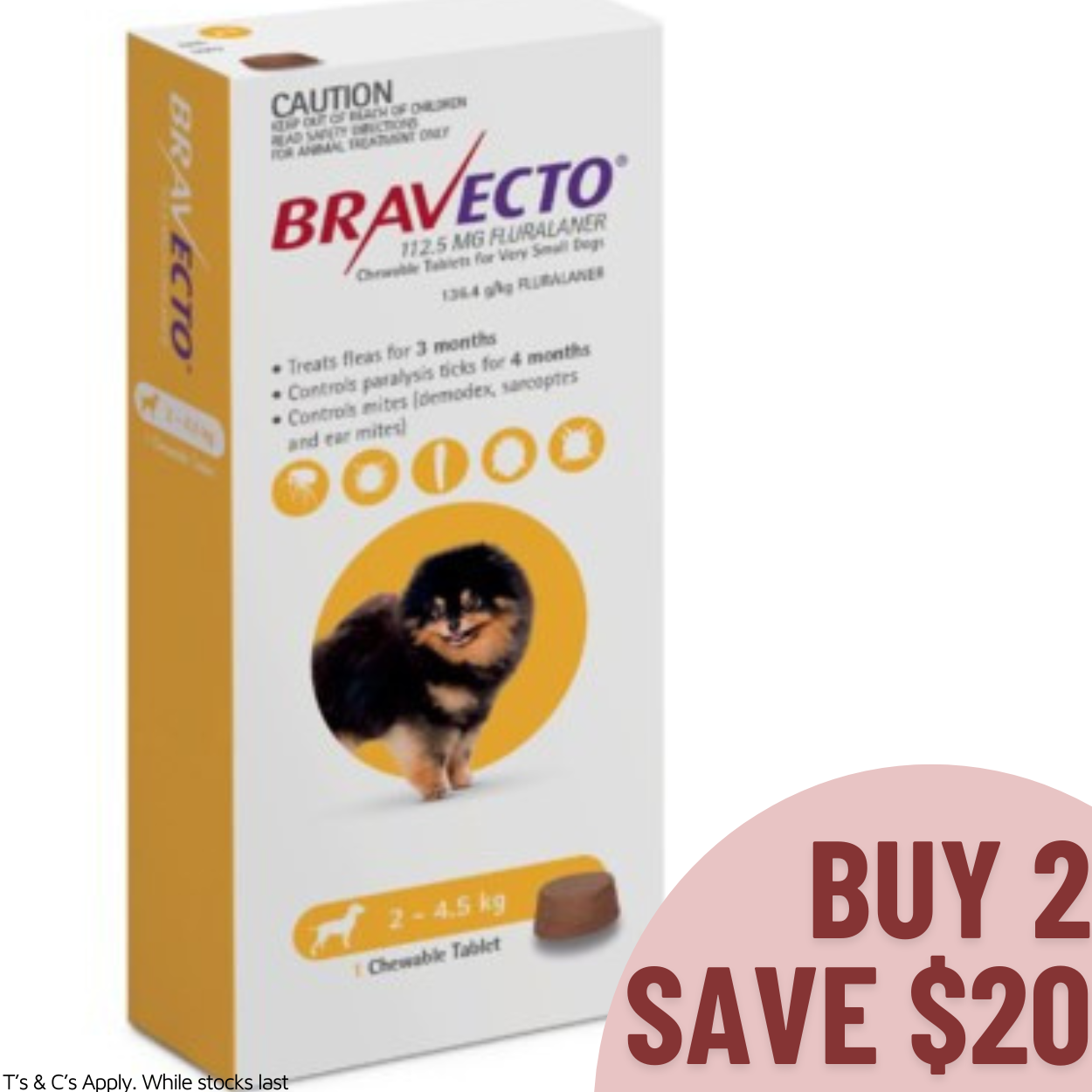 Bravecto Chewable Tablet X-Small Dog 2-4.5KG