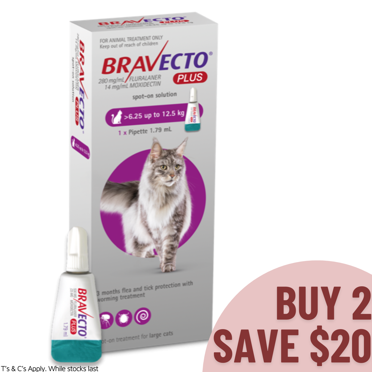 Bravecto Plus Spot On Large Cats 6.25-12.5KG