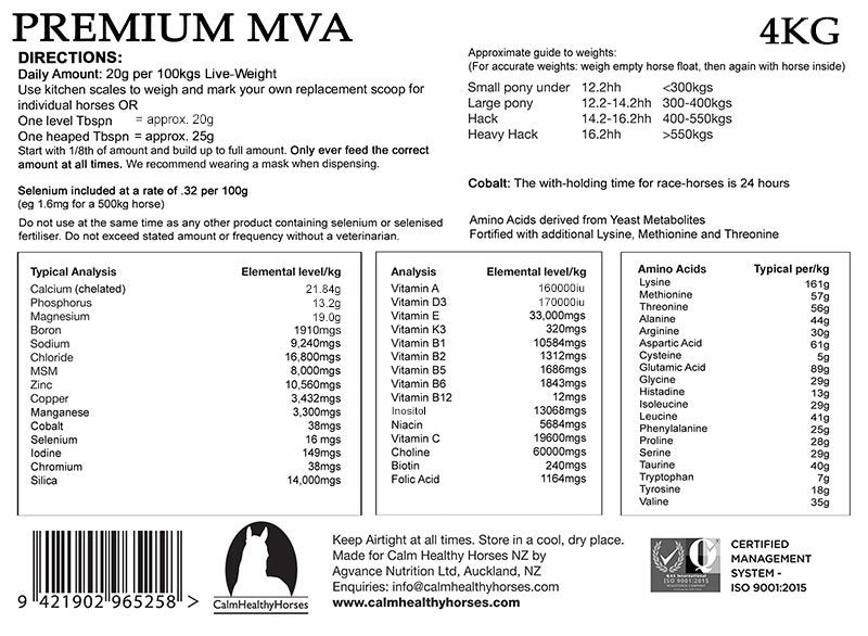 Calm Healthy Horses Premium MVA - Equine Nutritional & Performance Supplements 