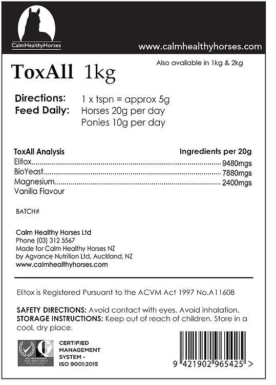 Calm Healthy Horses ToxAll - Equine Nutritional & Performance Supplements 