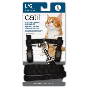 Catit Harness & Lead Set Cat Adjustable Large Black - Cat Tethering 
