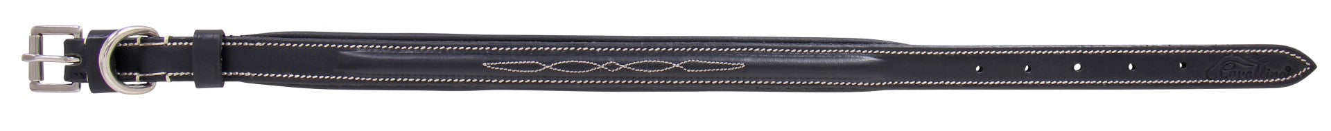 Cavallino Leather Raised Stitched Dog Collar - Dog Collars, Leashes & Harnesses 
