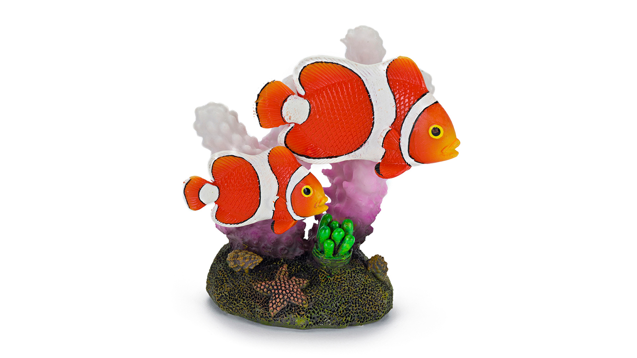 Clown Fish & Coral Ornament - Fish Tank Decorations 