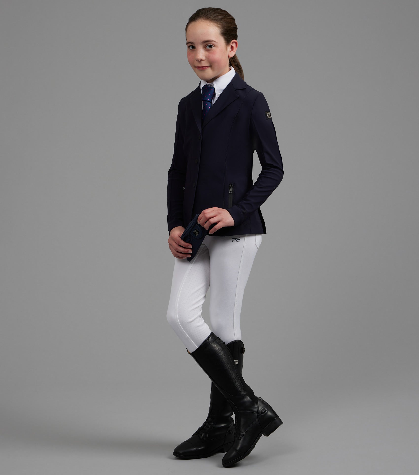 Premier Equine Evinco Girls Competition Jacket French Navy