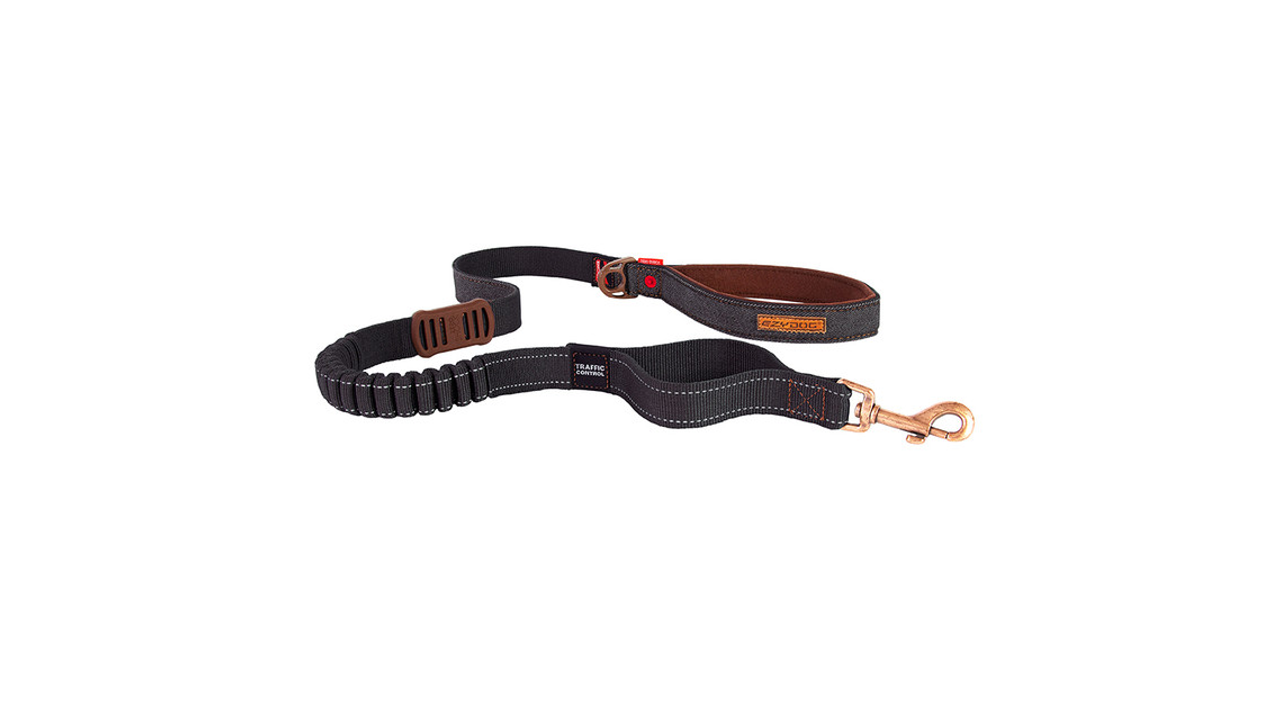 EzyDog Lead Zero Shock Black Denim 120cm - Dog Collars, Leashes & Harnesses 