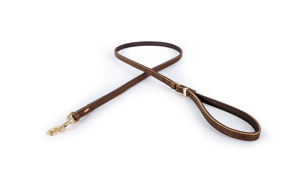 EzyDog Oxford LITE Leather Dog Leash Brown 120cm - Dog Collars, Leashes & Harnesses 