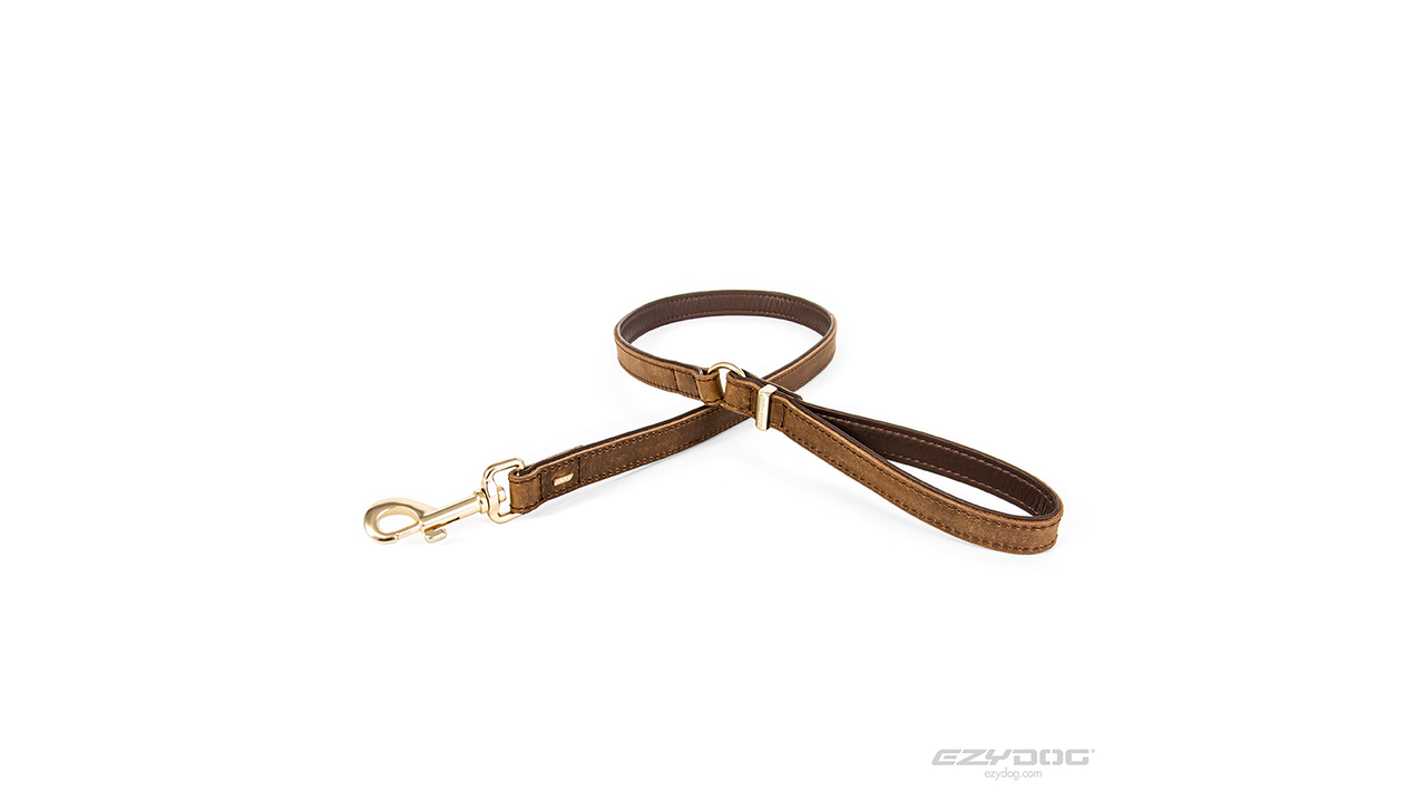 EzyDog Oxford Leather Dog Leash Brown 100cm - Dog Collars, Leashes & Harnesses 