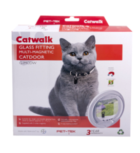 Catwalk Glass Fitting Cat Door Multi Magnet White