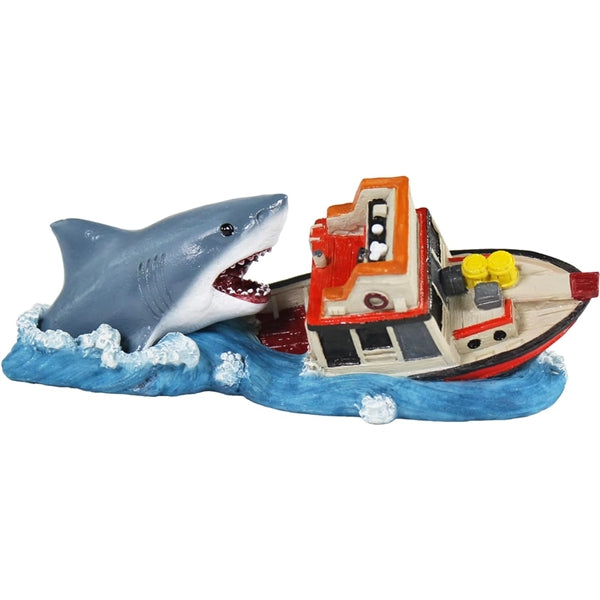 Jaws Boat Attack Ornament- Small - Fish Tank Decorations 