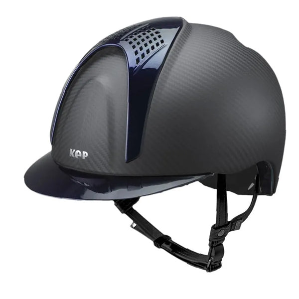 KEP Italia Carbon Helmet E-Light Matte / Metal Blue Inserts - Equine Helmets - 2 Inserts / M 51cm-2 Inserts / M 52cm-2 Inserts / M 53cm-2 Inserts / M 54cm-2 Inserts / M 55cm