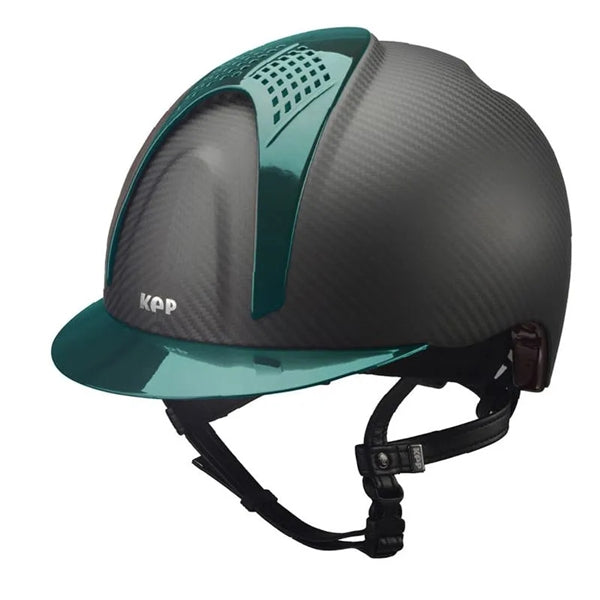 KEP Italia Carbon Helmet E-Light Matte / Metal Green Inserts - Equine Helmets - 2 Inserts / M 51cm-2 Inserts / M 52cm-2 Inserts / M 53cm-2 Inserts / M 54cm-2 Inserts / M 55cm