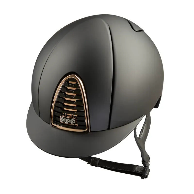 KEP Italia Cromo 2.0 Matte Black With Swarovski Crystal Logo - Equine Helmets - Rose Gold / M 51cm-Rose Gold / M 52cm-Rose Gold / M 53cm-Rose Gold / M 54cm-Rose Gold / M 55cm