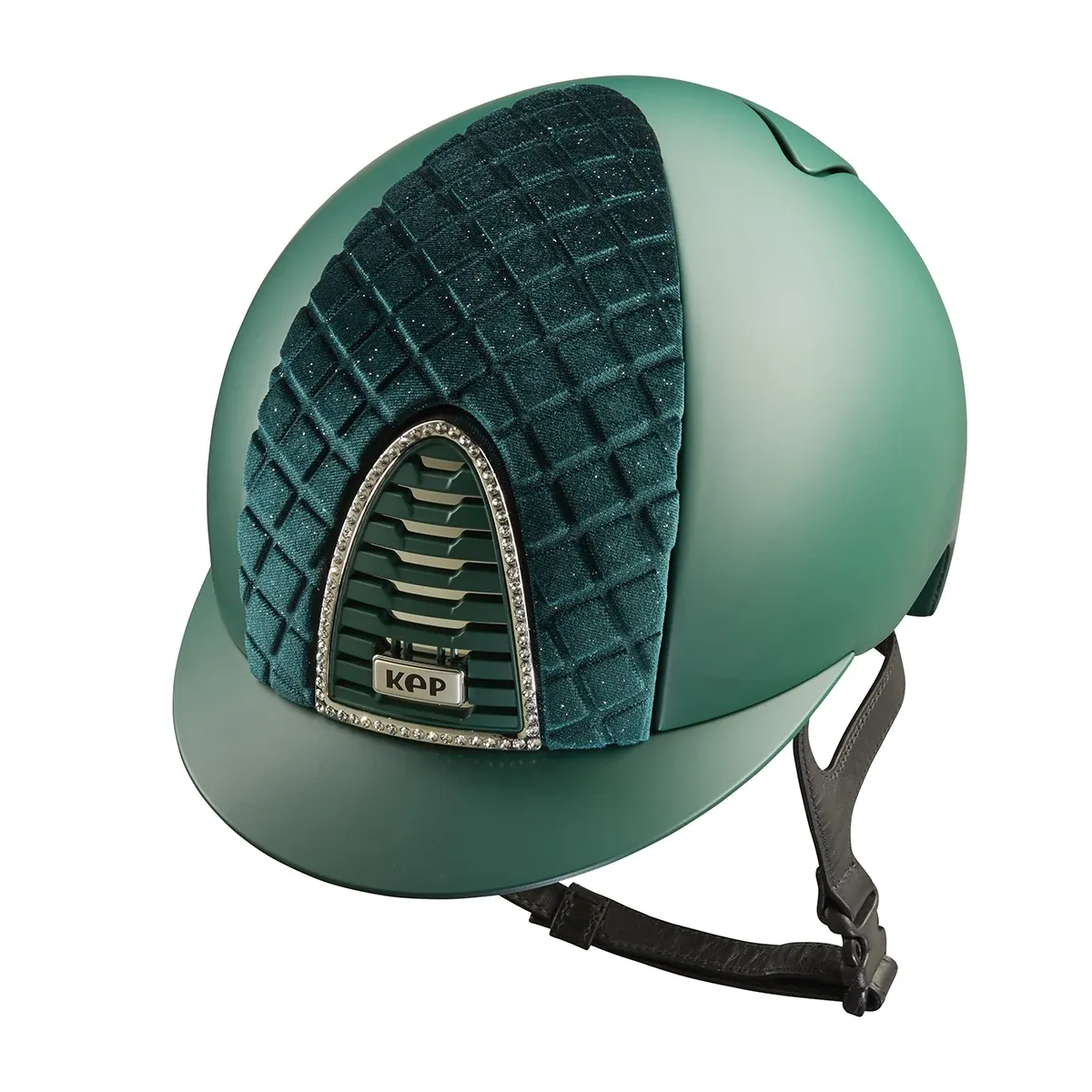 KEP Italia Cromo 2.0 Milano Velvet - Textile - Equine Helmets - Jaguar Green / Jockey / M 51cm-Jaguar Green / Jockey / M 52cm-Jaguar Green / Jockey / M 53cm-Jaguar Green / Jockey / M 54cm-Jaguar Green / Jockey / M 55cm