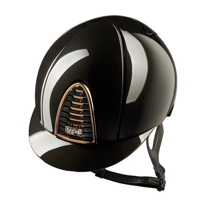 KEP Italia Cromo 2.0 Shine Black With Swarovski Crystal Logo - Equine Helmets - Rose Gold / M 51cm-Rose Gold / M 52cm-Rose Gold / M 53cm-Rose Gold / M 54cm-Rose Gold / M 55cm