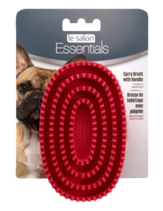 Le Salon Essentials Dog Rubber Curry Grooming Brush With Loop handle