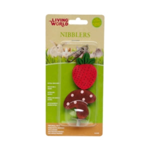 Living World Nibblers Wood Chews Strawberry & Mushroom - Small Animal Toys & Hides 