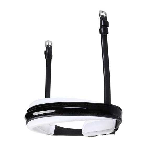 Lumiere Melodie Cavesson Patent Noseband - White Padding - Equine Horse Wear 