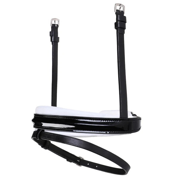 Lumiere Melodie Hanoverian Patent Noseband - White Padding - Equine Horse Wear 