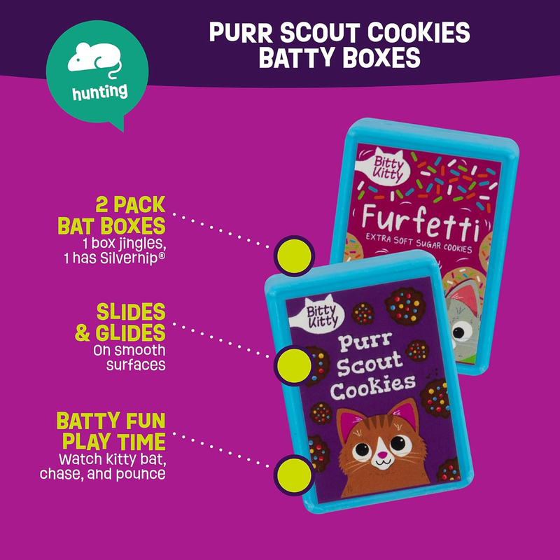 Mad Cat Purr Scout Cookies Batty Boxes 2pk - Cat Toys 