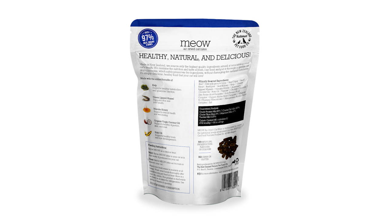 Meow Air Dried Beef & Hoki 100g - Cat Food 