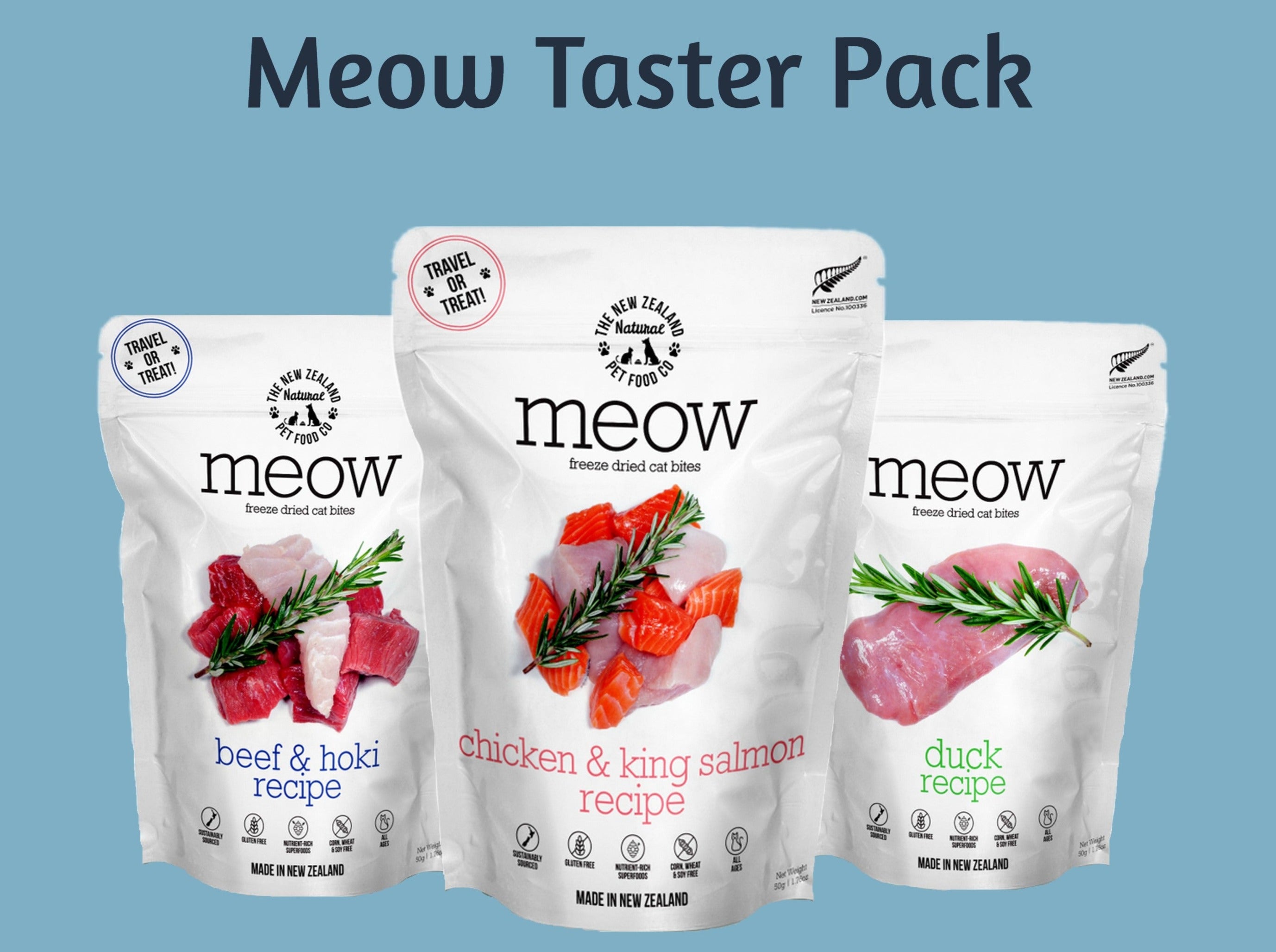 Meow Taster Pack 3x50g - Cat Food 