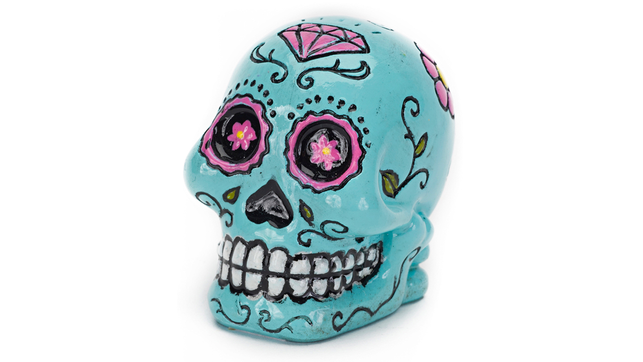Mini Decorative Sugar Skull Blue - Fish Tank Decorations 