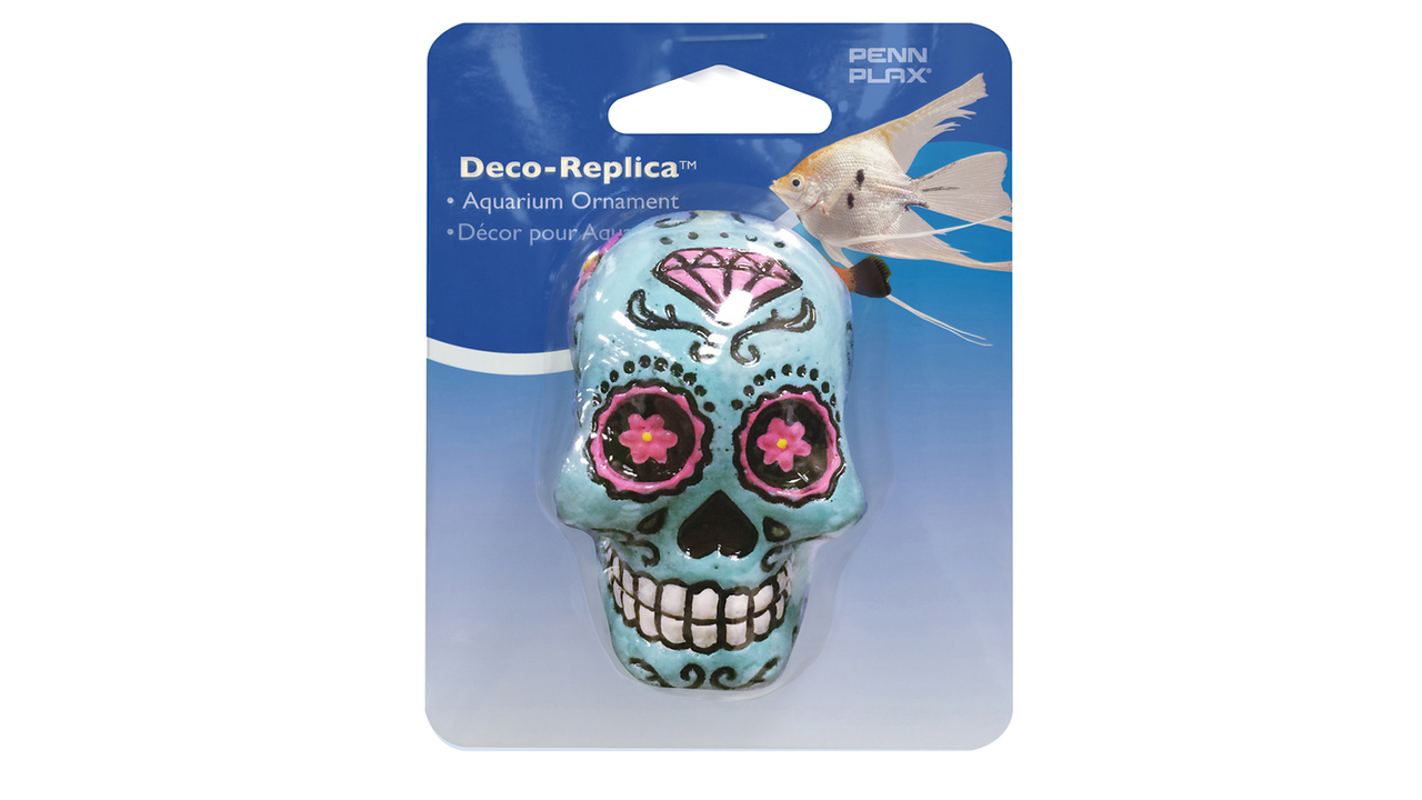 Mini Decorative Sugar Skull Blue - Fish Tank Decorations 