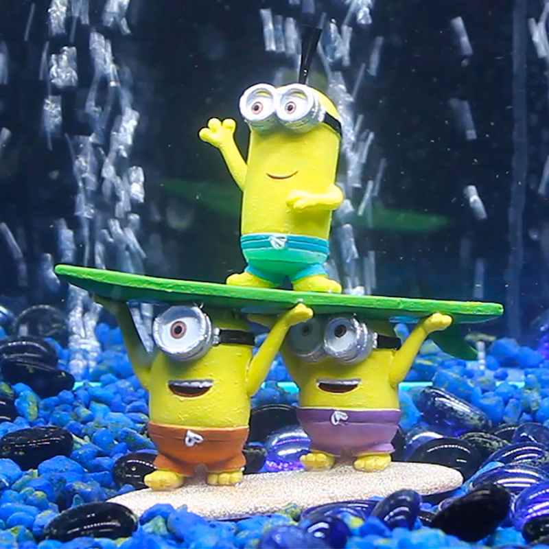 Minions Kevin Bob and Stuart Beach Buddies Small Ornament - Fish Tank Decorations 