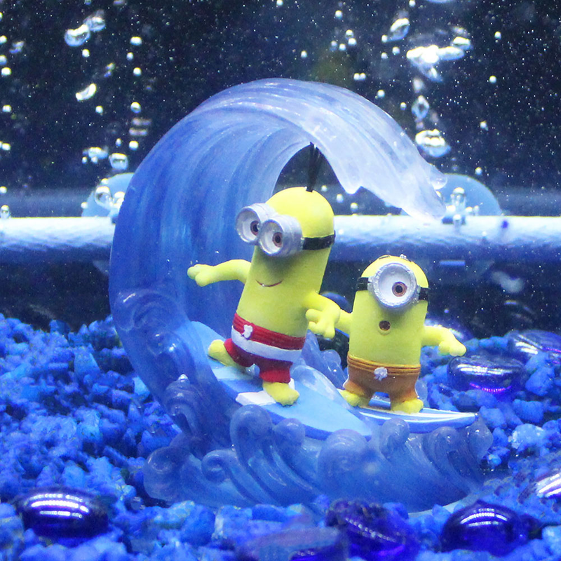 Minions Kevin and Stuart Surfing Ornament - Fish Tank Decorations 