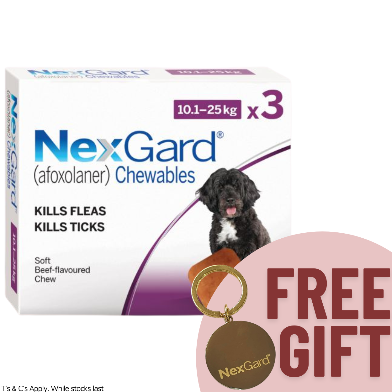 NexGard Chewable Dog 10.1-25KG 3 Pack