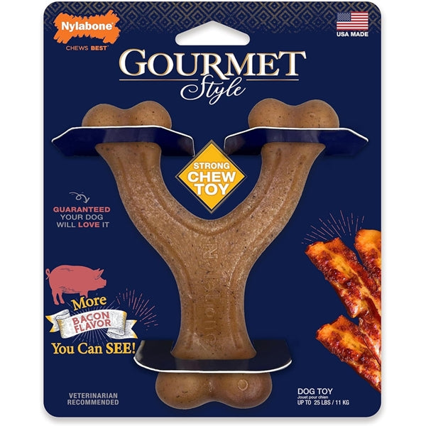 Nylabone Gourmet Chew Wishbone Bacon - Dog Toys 