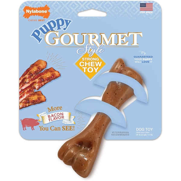 Nylabone Puppy Gourmet Chew Bacon Femur - Regular - Dog Toys 