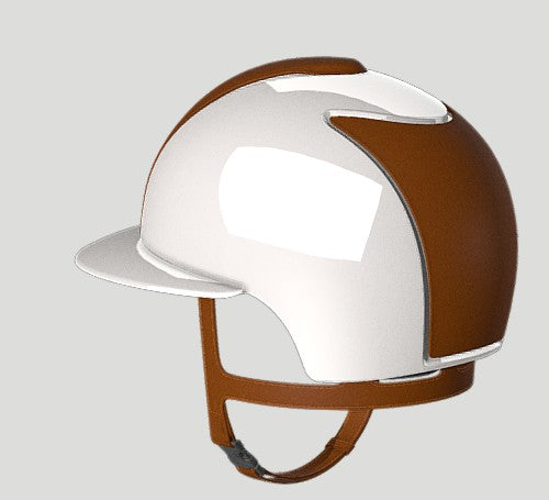KEP Italia Cromo 2.0 Helmet Polish White Leather Beige Panels Polo Visor Medium - Equine Helmets - Default Title
